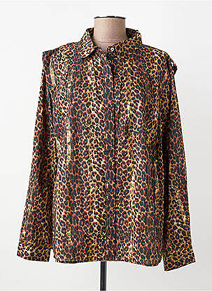 Chemisier coupe droite manches longues marron ANGE femme