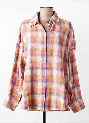 Chemisier tissage crêpe manches longues orange HOD femme