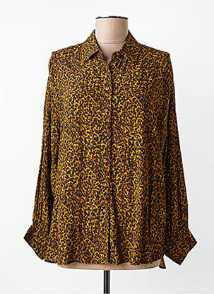 Chemisier coupe droite manches longues marron HOD femme