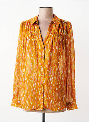 Chemisier tissage crêpe manches longues orange VILA femme