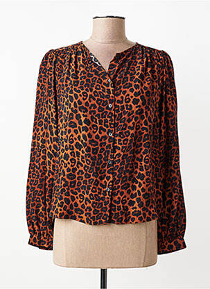 Chemisier tissage crêpe manches longues marron LA FEE MARABOUTEE femme