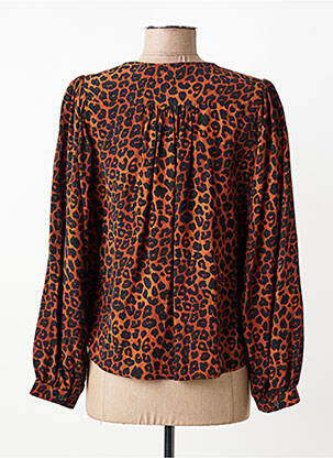 Chemisier tissage crêpe manches longues marron LA FEE MARABOUTEE femme