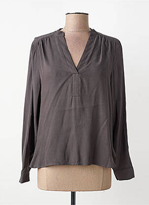 Blouse poignets boutonnés avec fente manches longues gris SELECTED femme