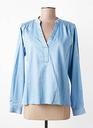 Blouse poignets boutonnés avec fente manches longues bleu SELECTED femme