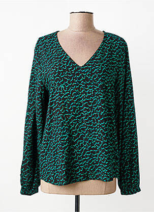 Blouse imprimé fantaisie manches longues vert ICHI femme