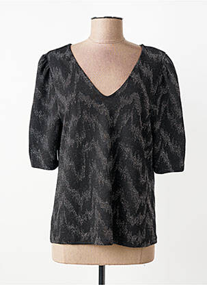 Top stretch manches courtes noir ICHI femme