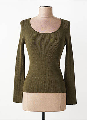 Pull coupe cintrée manches longues vert PAKO LITTO femme