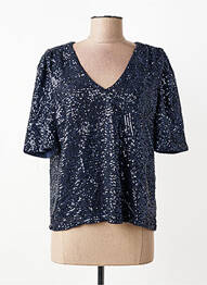 Top stretch manches courtes bleu ICHI femme
