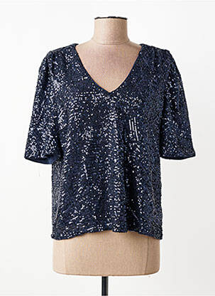 Top stretch manches courtes bleu ICHI femme