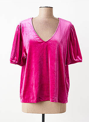 Top stretch manches courtes rose ICHI femme