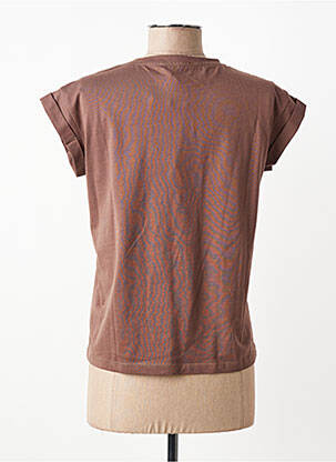 T-shirt sérigraphie floquée manches courtes marron GRACE & MILA femme