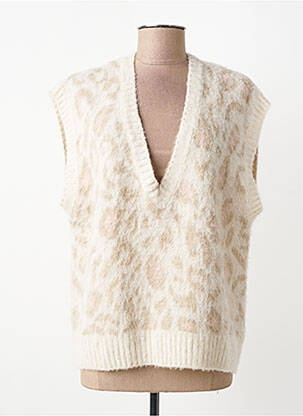 Pull coupe droite manches courtes beige PAKO LITTO femme