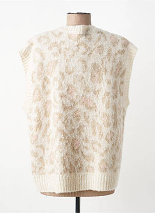 Pull coupe droite manches courtes beige PAKO LITTO femme