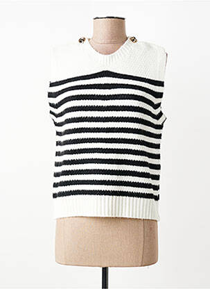 Pull coupe cintrée sans manche blanc INSPIRATION STUDIO femme