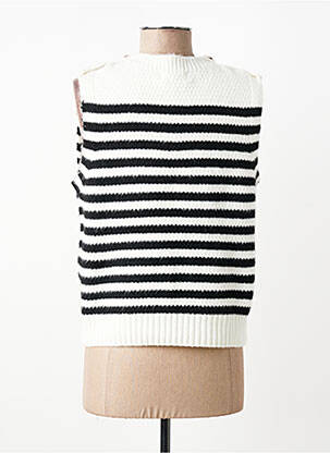 Pull coupe cintrée sans manche blanc INSPIRATION STUDIO femme