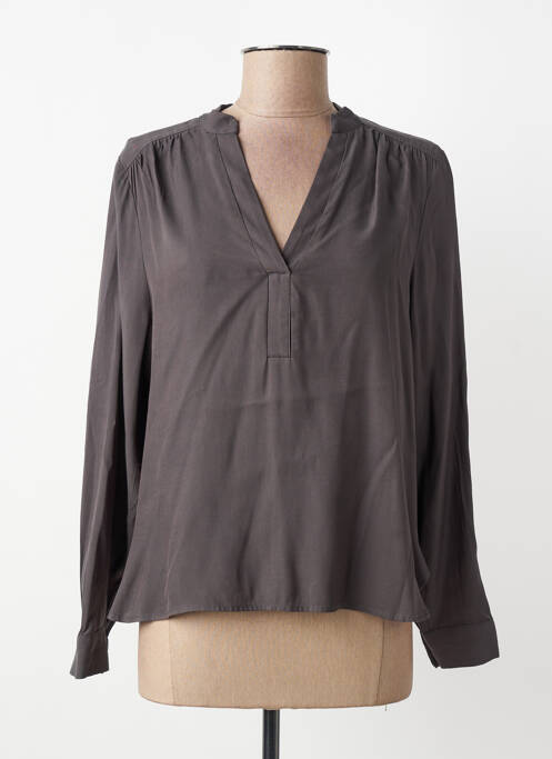 Blouse poignets boutonnés avec fente manches longues gris SELECTED femme