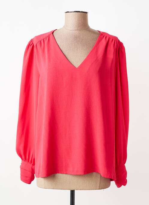 Blouse poignets boutonnés avec fente manches longues rouge I.CODE (By IKKS) femme