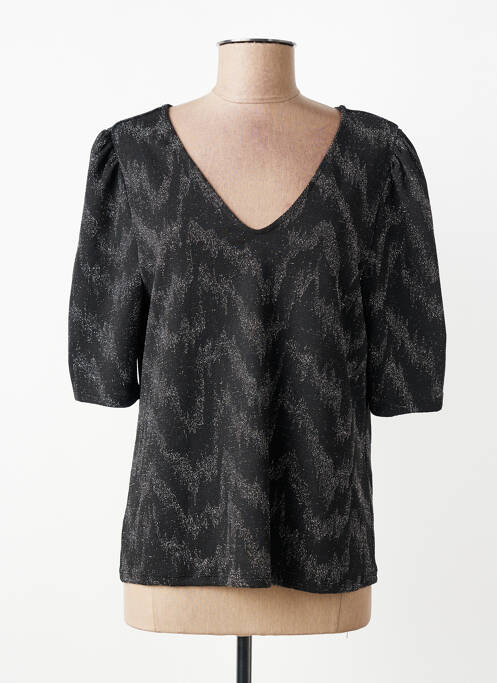 Top stretch manches courtes noir ICHI femme