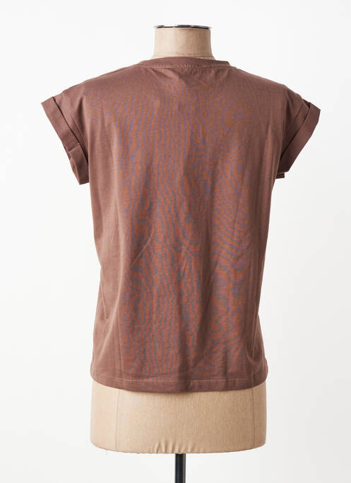 T-shirt sérigraphie floquée manches courtes marron GRACE & MILA femme