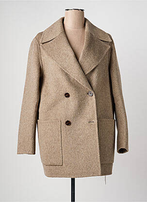 Manteau long coupe cintrée sans capuche marron STUDIO NORDIIC femme