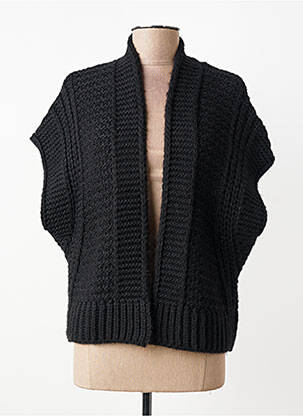 Gilet manches courtes maille tricot noir PAKO LITTO femme