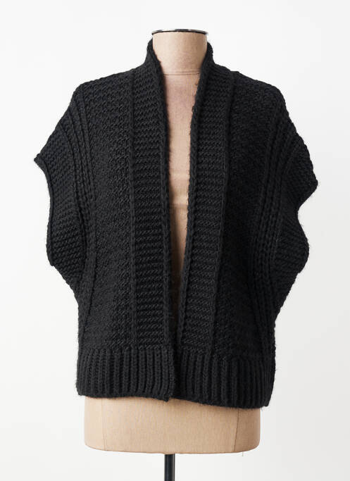 Gilet manches courtes maille tricot noir PAKO LITTO femme