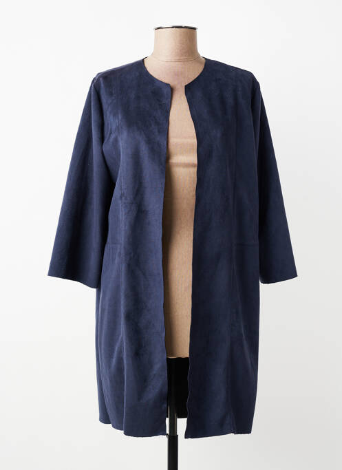 Veste casual tissage suedine bleu LA FEE MARABOUTEE femme