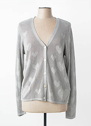 Gilet manches longues maille souple et aérée gris ICHI femme
