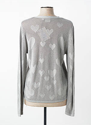 Gilet manches longues maille souple et aérée gris ICHI femme