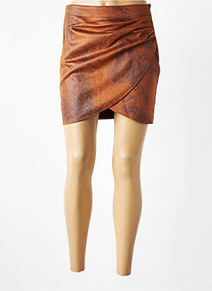 Jupe courte fermeture zip latéral marron VILA femme