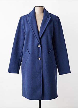Manteau long coupe droite sans capuche bleu ICHI femme