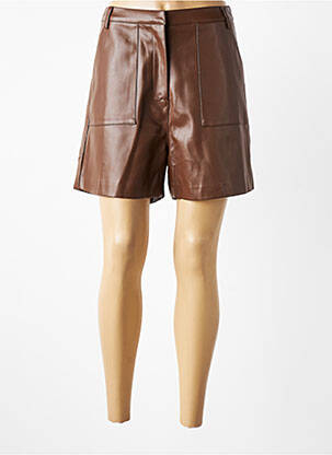 Short tissage simili-cuir taille normale marron ARTLOVE femme