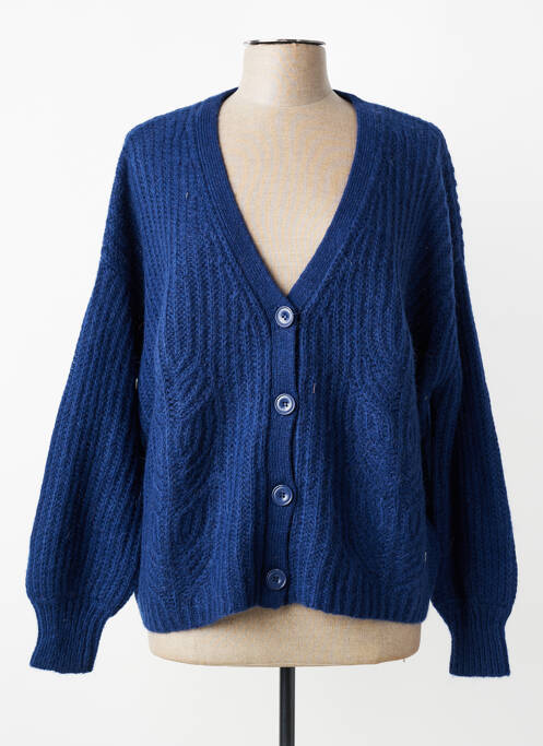 Gilet manches longues coupe cintrée bleu ORFEO femme