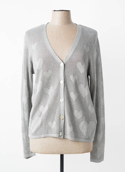 Gilet manches longues coupe cintrée gris ICHI femme