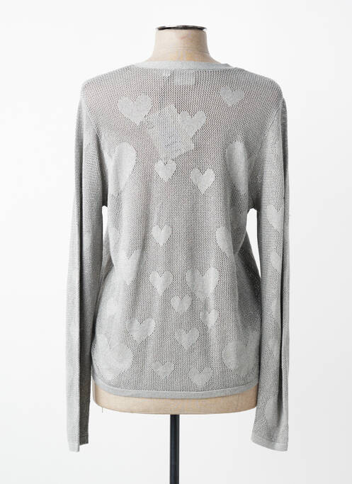 Gilet manches longues coupe cintrée gris ICHI femme