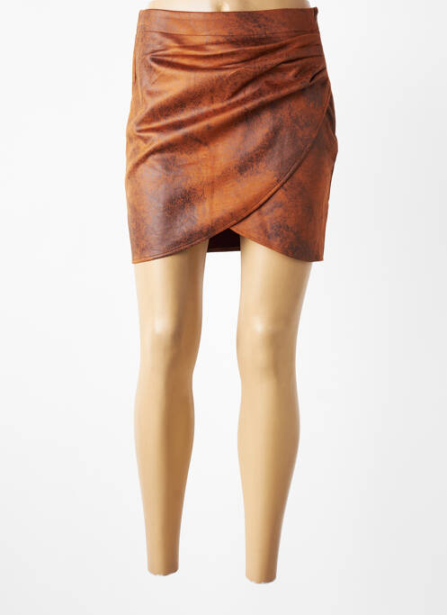 Jupe courte fermeture zip latéral marron VILA femme