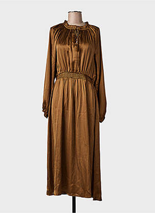 Robe longue manches longues manches longues marron AN' GE femme