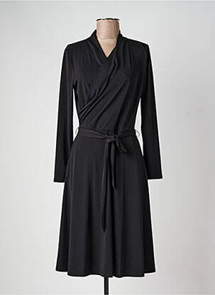 Robe mi-longue manches longues manches longues noir VERA MONT femme