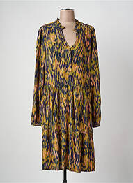 Robe mi-longue coupe fluide manches longues vert ICHI femme