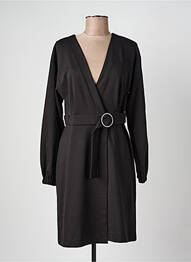 Robe mi-longue manches longues manches longues noir ICHI femme