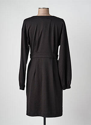 Robe mi-longue manches longues manches longues noir ICHI femme