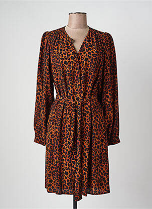 Robe courte manches longues manches longues marron LA FEE MARABOUTEE femme
