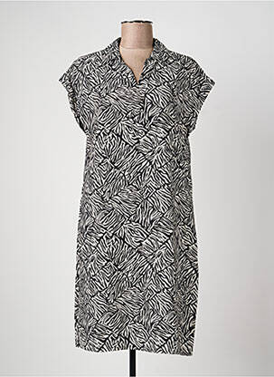 Robe mi-longue tissage crêpe manches courtes noir STREET ONE femme