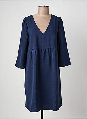 Robe mi-longue coupe évasée manches 3/4 bleu GRACE & MILA femme