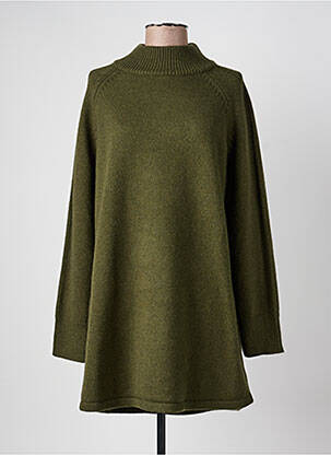 Robe pull tissage chiné manches longues vert GRACE & MILA femme