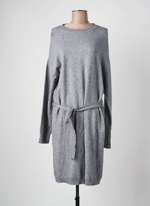 Robe pull tissage chiné manches longues gris VILA femme