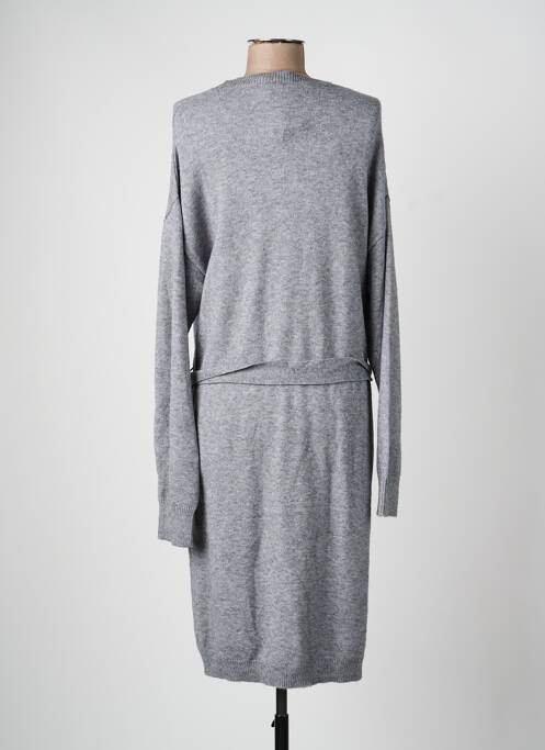 Robe pull tissage chiné manches longues gris VILA femme