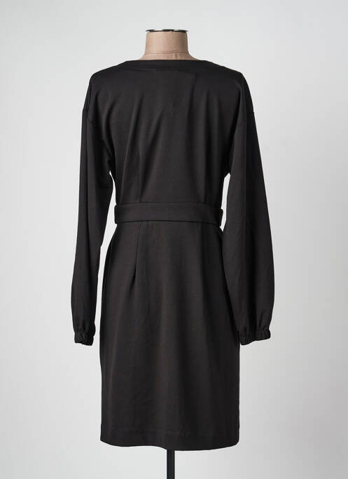Robe mi-longue manches longues manches longues noir ICHI femme