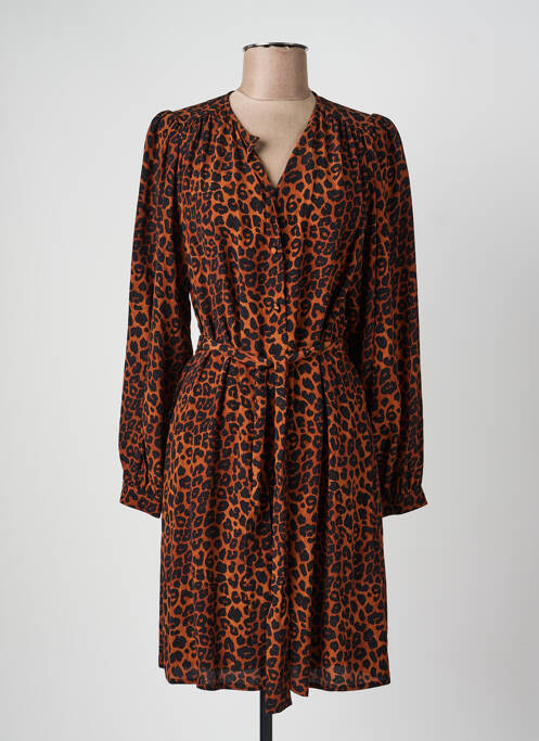 Robe courte manches longues manches longues marron LA FEE MARABOUTEE femme