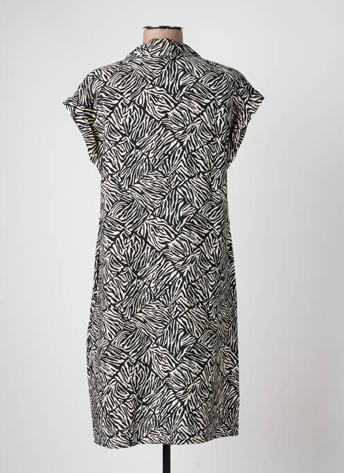 Robe mi-longue tissage crêpe manches courtes noir STREET ONE femme